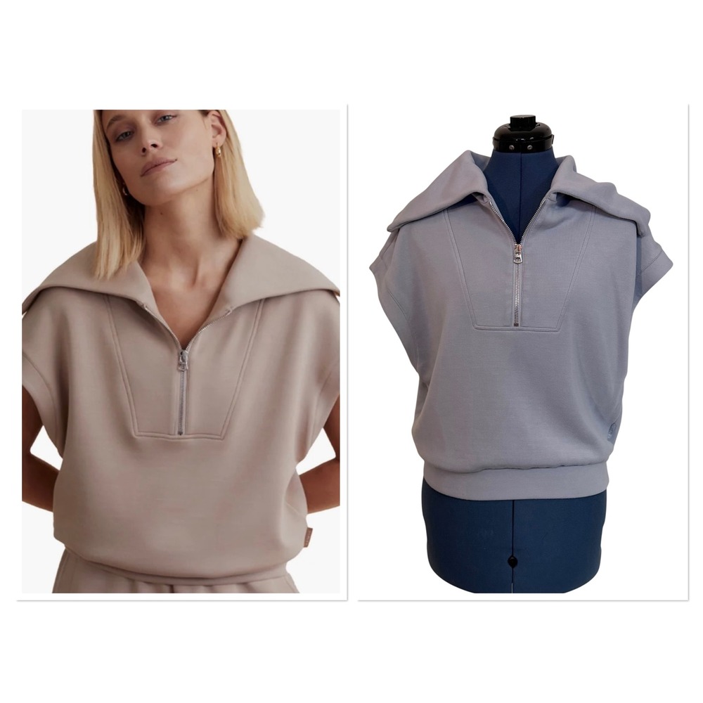 Varley Dexter Half Zip Sweat Double Soft Sleeveless Sweatshirt Gray Sleeveless M